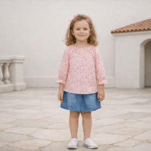 Blusa infantil de media manga / niña / Cerezas