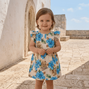 alt="Bebé de 24 meses con vestido Japon de Kannela"