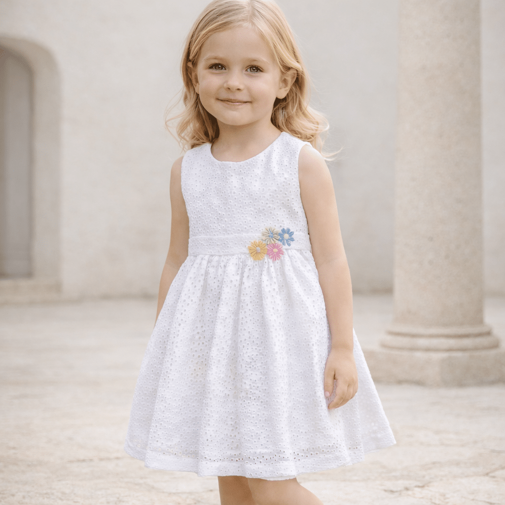 niña vestida con la blusa Milena y falda blanca