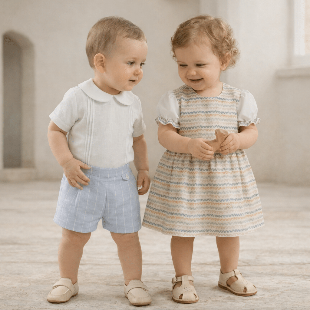 niña vestida con la blusa Milena y falda blanca
